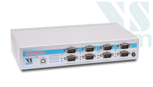 Vscom USB-8COM-PRO, an USB to 8 x RS232/422/485 serial port converter DB9 connector, rackmount chassis