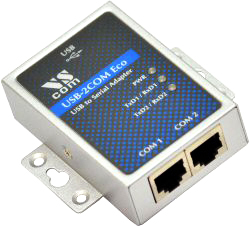 VScom USB-2COM ECO, a dual port USB-to-Serial RS232 adapter