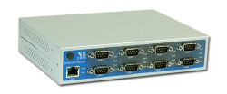 VScom NetCom+ (Plus) 811 DIO, an octal port Serial Device Server for Ethernet/TCP to RS232, with additional Digital-I/O by Modbus/TCP